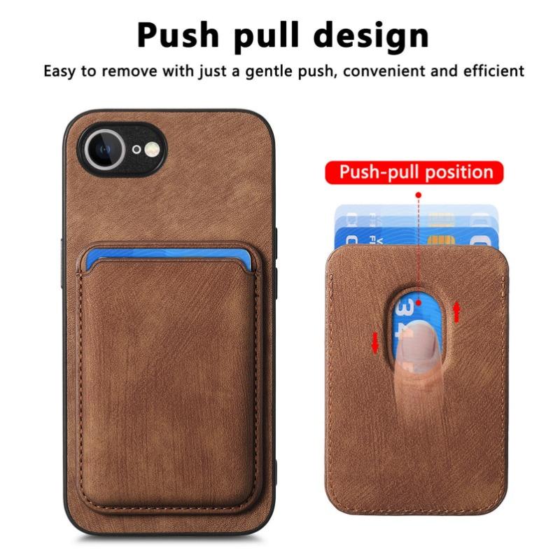 For Magsafe Leather Case for Iphone 16E 16e SE4 Magnetic Wallet Card Pocket Cover for Iphone 16E 16 Pro Max 14 15 Plus 13 12 11