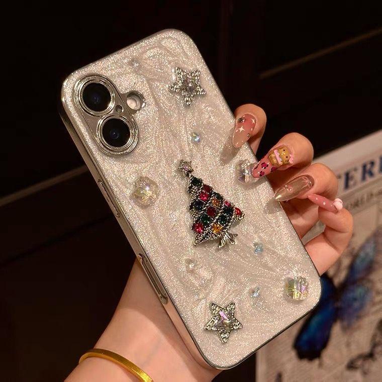 

The new female flash diamond is suitable for 16promax mobile phone case 15 Epoxy electroplating 14 all-inclusive anti-drop protective case. IPhone16