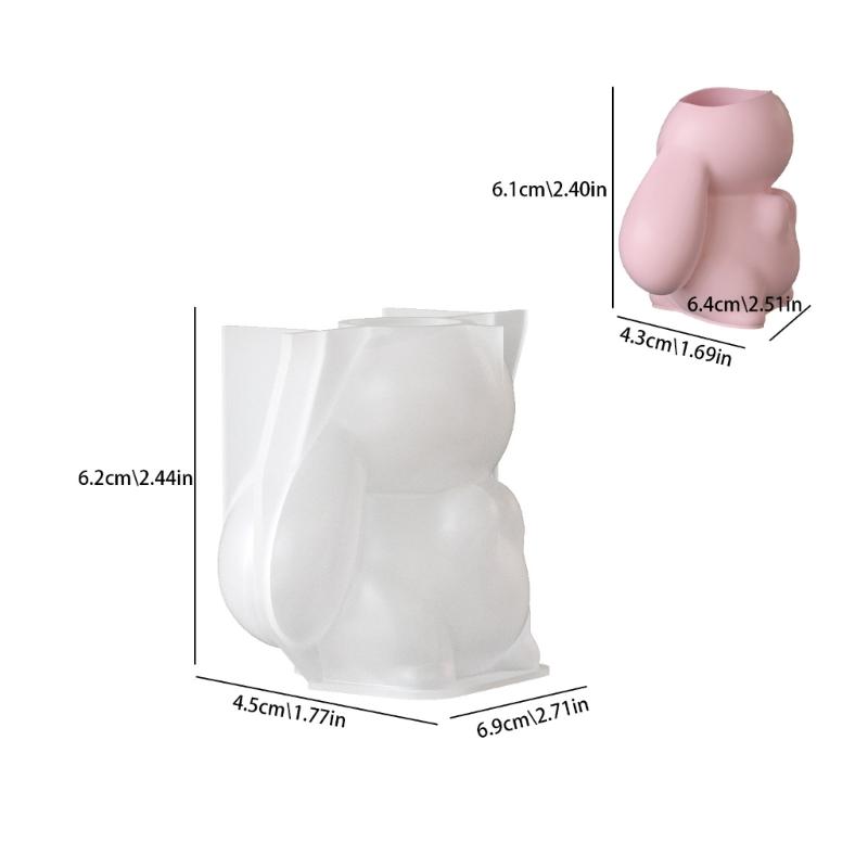Flexible Reusable Handmade Mold Rabbit Shape Candle Holder Moulds Silicone Texture Suitable for Decorations and Present