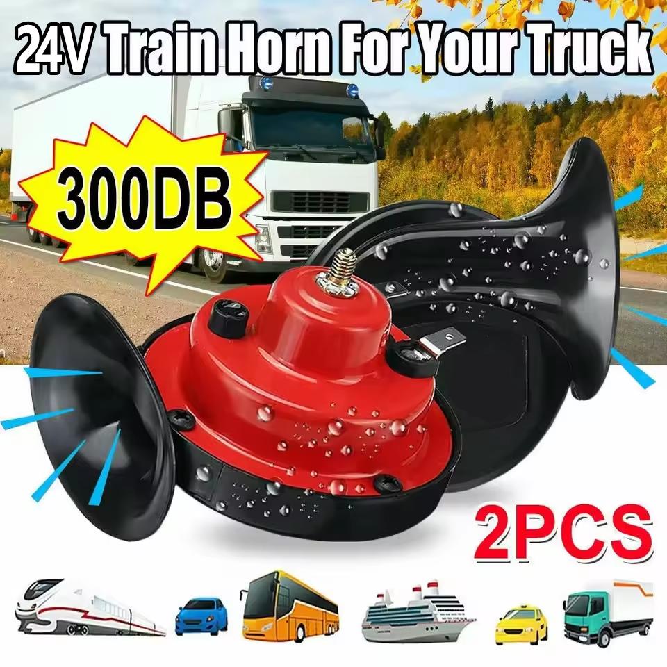 2pcs 300DB Air Snail Car Horn 12V/24V Truck Lorry SUV RV Train Truck Boat Loud Camper Universal
