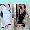 Cotton Short Bodycon Dress For Nightclub Performers With V Neck And Sleeveless Design