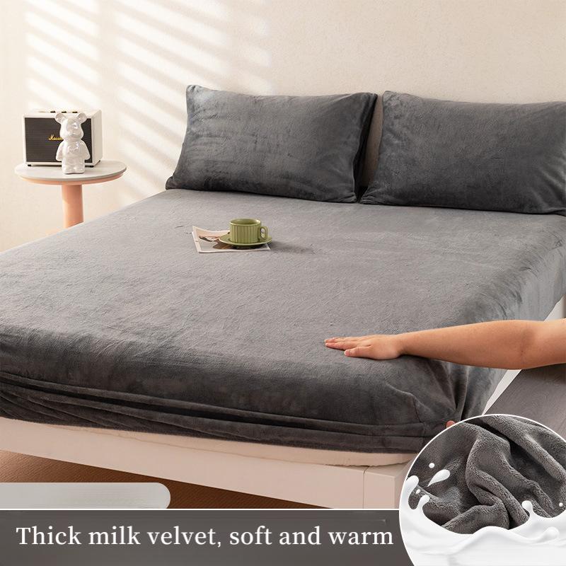 2025 Autumn/Winter New Single Milk Velvet Thickened Bed Sheet, Mattress Protective Cover, Coral Velvet Bed Shee