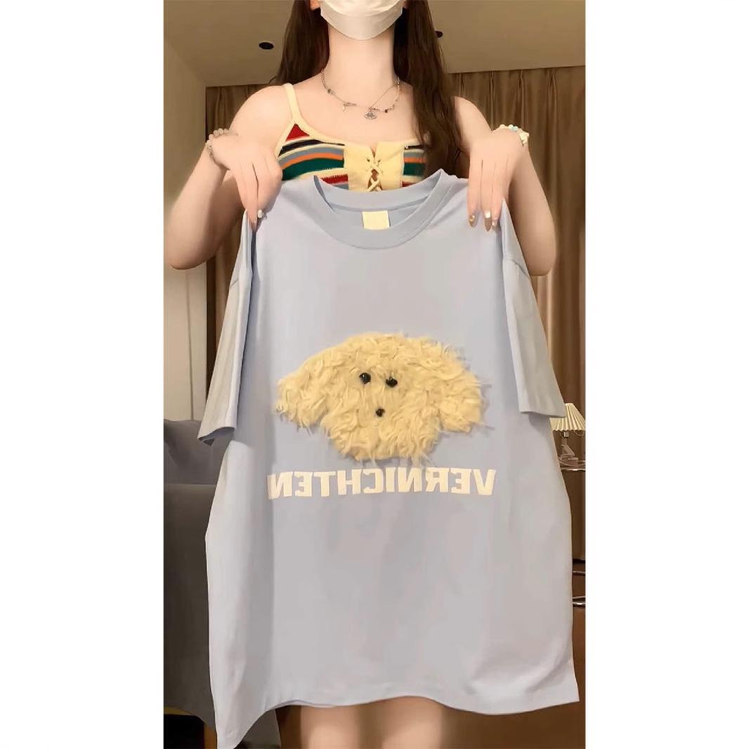 

Teddy Bear Pure Cotton Short Sleeve Women s Tee - 2025 Summer Chic Hong Kong Style L