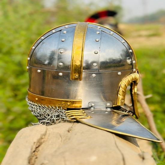 Wikinger Kettenhelm Rüstung Kettenhelm Mittelalter Messinghelm Kettenhelm Handgeschmiedeter Rüstungshelm Bestes Geschenk