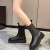 New Arrivals Open Run Women Black Mid Calf Chelsea Boots Lining