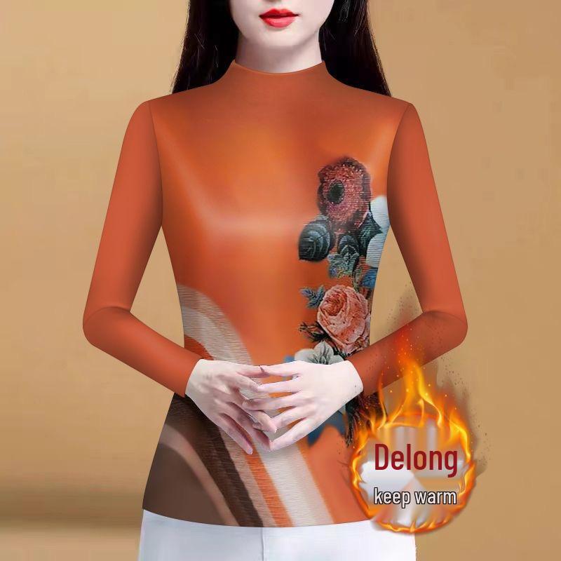 

Women s Midlife Autumn/Winter Semi-High Collar Long-Sleeve Fashion Top L (95-110 Jin)