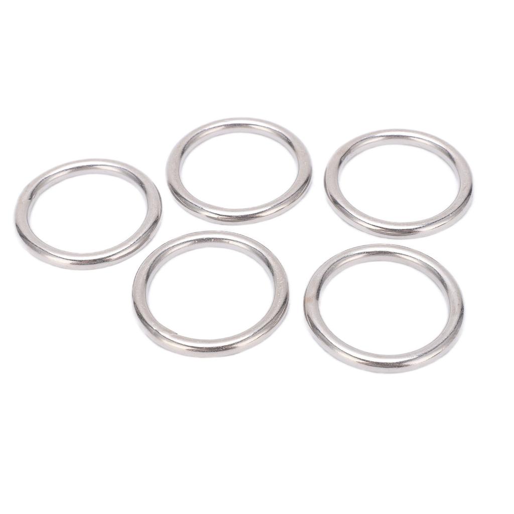 5Pcs 304 Grade Stainless Steel Round O Rings Multi Purpose Seamless Welding O Ring for Yoga Rings Hammock Sailing