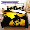 Son Goku Pattern Bedding,Quilt Set Quilt Cover Pillowcase Home Birthday Gift (1 * Duvet Cover + 2 * Pillowcase, Without Core)