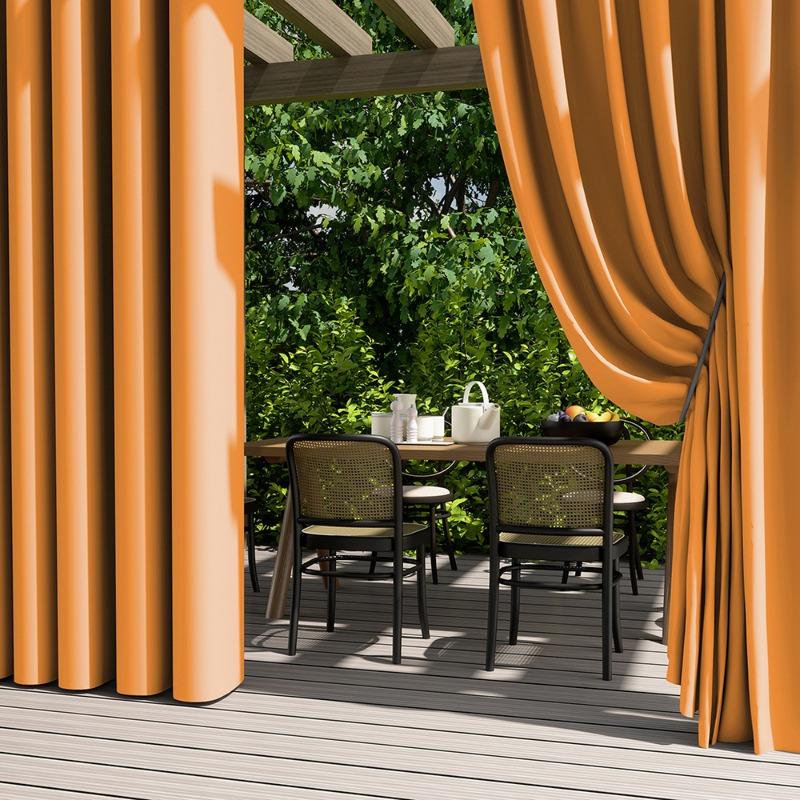 Solid Color Exterior Curtain Suitable  Waterproof Oxford Cloth Privacy Grommet Curtain For Gazebo Front Porch Pergola Patio