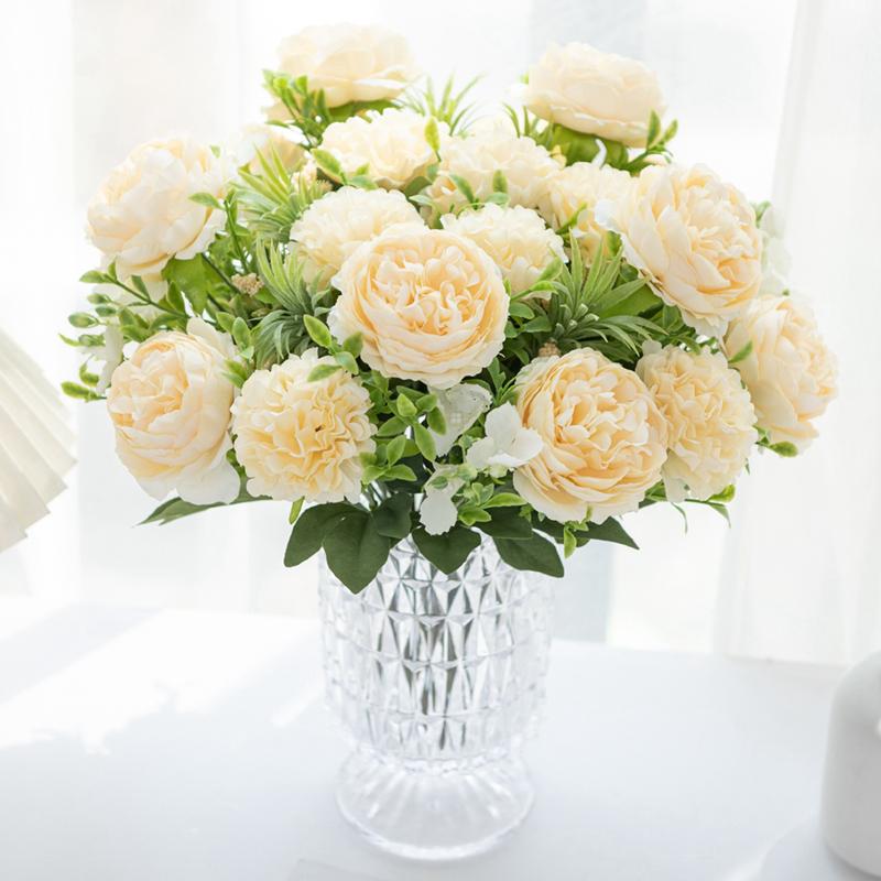 1 Pc 5 forks Bulbous chrysanthemum peony for christmas accessory home Floral Arrangement wedding bouquet decor artificial flower