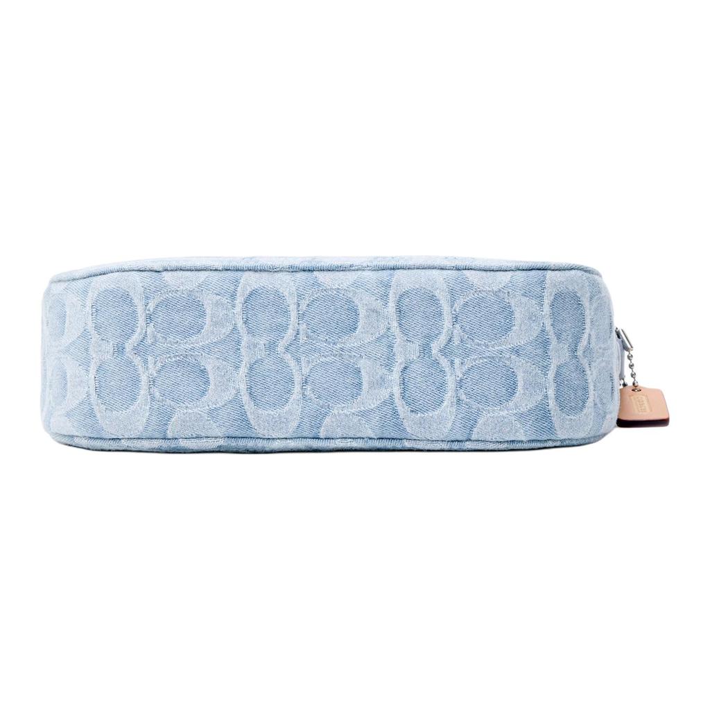 Coach Signature Denim Mini Hobo Bag Light Blue Leather Trim Silver Hardware Daily Casual CJ939-LHPBU