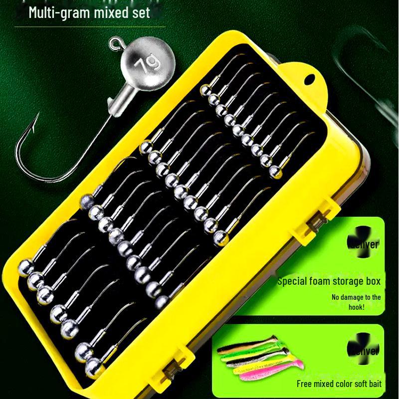 T-Tail Soft Bait Freshwater Fishing Lure Set with Lead Head Hooks for Long-Distance Casting, Bass Fishing, and Micro-Object Tactics.