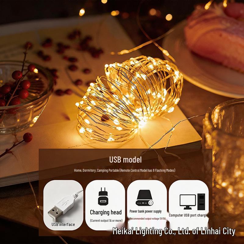 LED Solar Copper Wire String Lights for Christmas Festival Yard Decoration