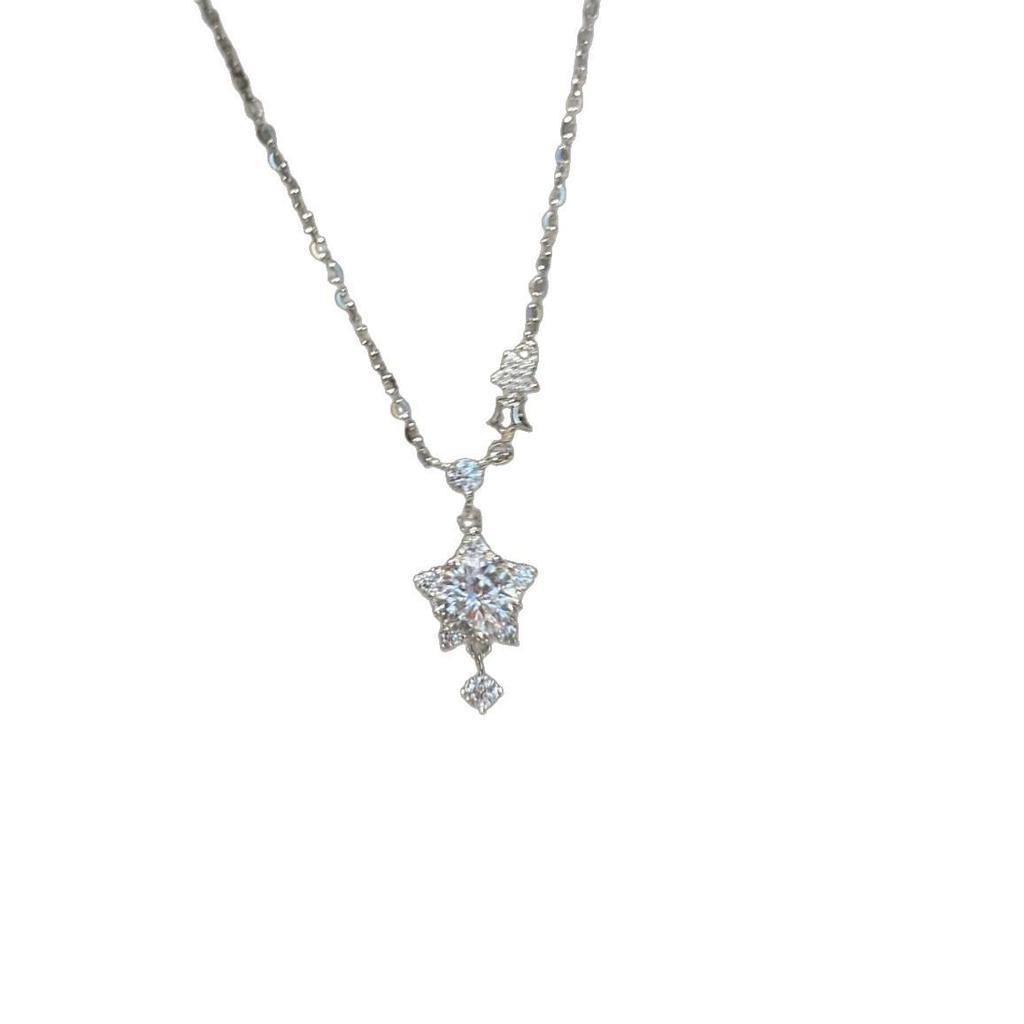 Nickel Silver Plated Gold Sparkling Star Necklace: Fashionable Luxury Meteor Shower Clavicle Chain for Women