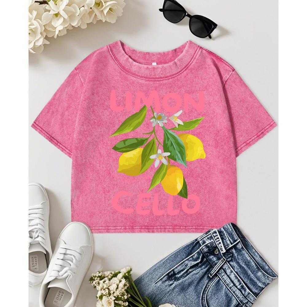 

Лимонные Фрукты Виолончель Розовый Принт Буквами Женская Потертая Укороченная Футболка Слим Круглый Вырез Мягкие Топы Хлопок Уличная Одежда XL