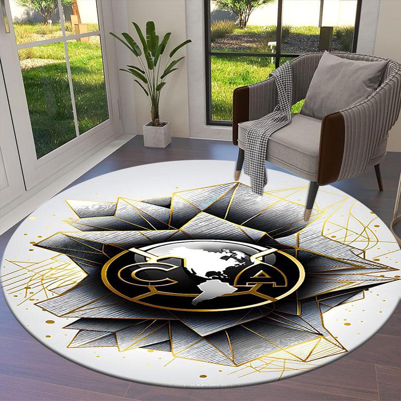 Club de Futbol América Round Area Rug,Carpet Rug for Living Room Bedroom Sofa Playroom Decor,Non-slip Floor Mat