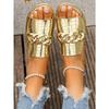 N Nü's Large Size Chain Peep Toe Flat Sandals Summer New European and American Fashion Sandals