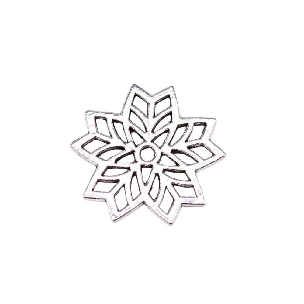 

20шт. Полые Подвески-Снежинки Подвески Античное Серебро Цвет Цинковый Сплав 15X15мм