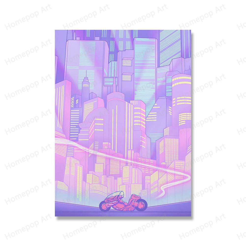 Comics Posters Japan View Street Landscape Print Cartoon Japanese Pop Painting Wall Art Pictures for Living Room Home Decoration