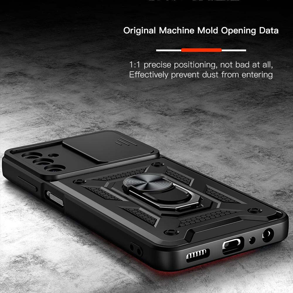 KEYSION Shockproof Case for Samsung A16 5G Silicone+PC Slide Camera Lens Protection Ring Stand Phone Cover for Galaxy A16 4G 5G