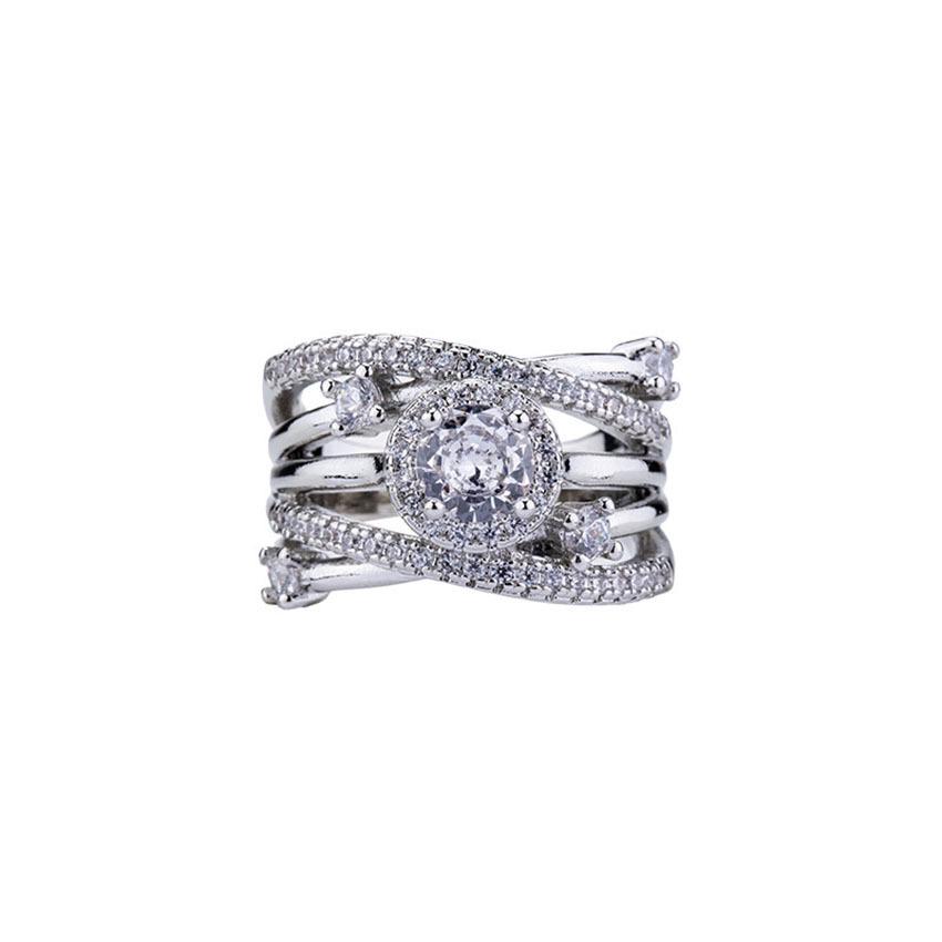 European-American Luxury Zircon Double Row Women's Ring