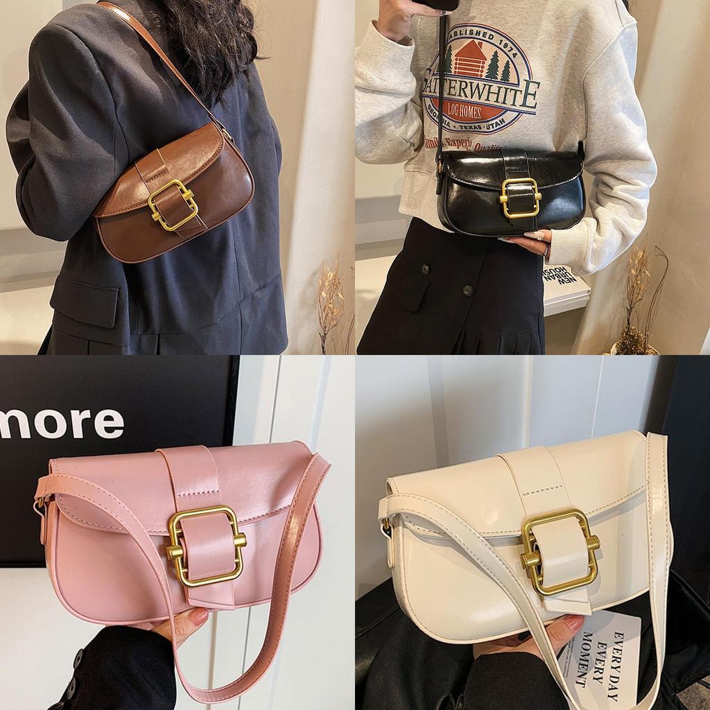 Trendy Small Pu Saddle Bag For Women 2023 Winter Street Style Shoulder Crossbody Bag