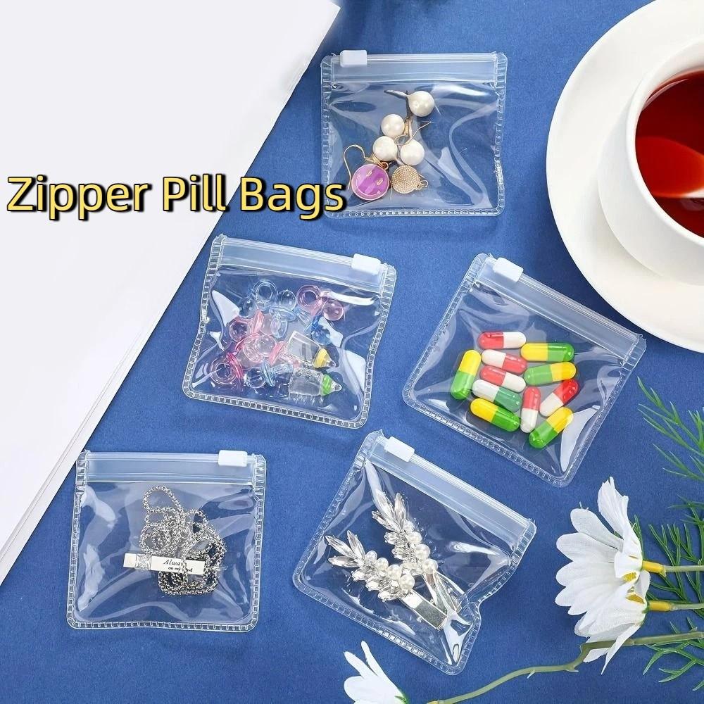 10PCS Waterproof Self‑Sealing Pill Organizer Clear Small Item Storage Bag Zipper Pill Bags  for Home