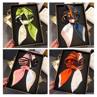 Polyester Silk Shawl 70x70cm Neckerchief Luxury Silk Hair Bands  Women Fashion