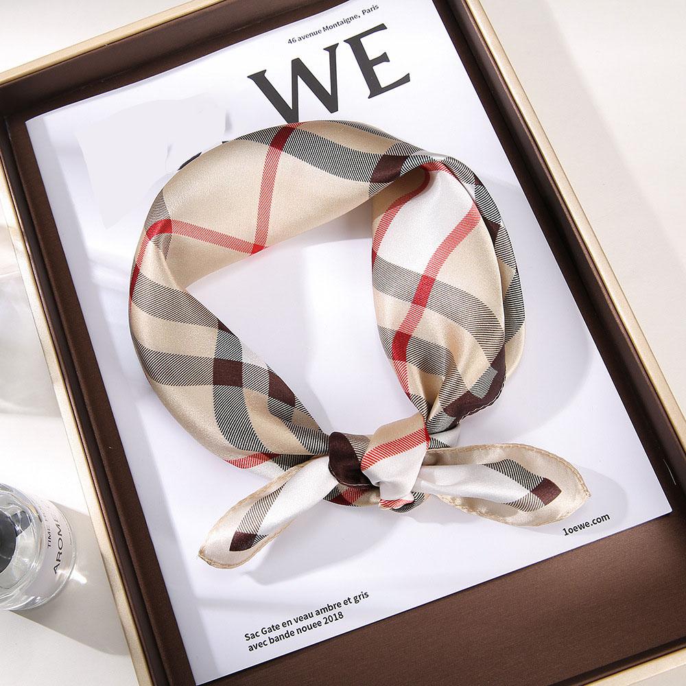 53x53cm 100% Mulberry Silk Scarf Luxury Square Hair Bandana Elegant Head Wrap Neckerchief Sunscreen Shawl for Women