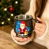 Christmas Tea Cup with Holiday Relief Pattern, Molded Shell, Metal Inner Cup for Gift Use and Winter Table Service