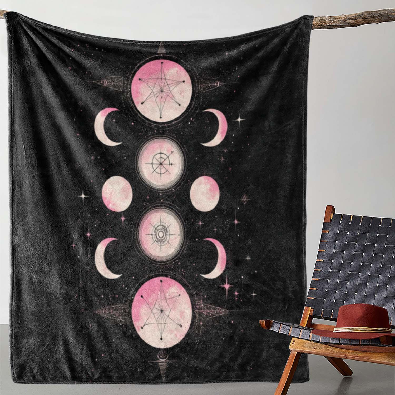 

Astrological moon phase pattern Flannel printed blanket suitable for all seasons suitable for living room office sofa and travel 75x100cm (30x40inch)