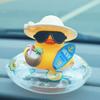 Tropischer Strand Enten Auto Armaturenbrett Dekoration mit Stilvoller Brille Rutschfester Sockel und Klebepad Niedliche Gelbe Ente im Kokosnuss-Schwimmring