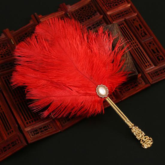 Tanzender Fächer Klassischer Tanz Trainingsfächer mit Hohem Rückprall Simulierte Feder Seidenoberfläche Verdickte Bambusrippen Fächer Hanfu Cheongsam Accessoires