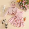 Nuovo Set Vestito di Pasqua per Bambina: Vestito Cappotto Peluche e Gilet con Fiocco con Design Coniglio Carota