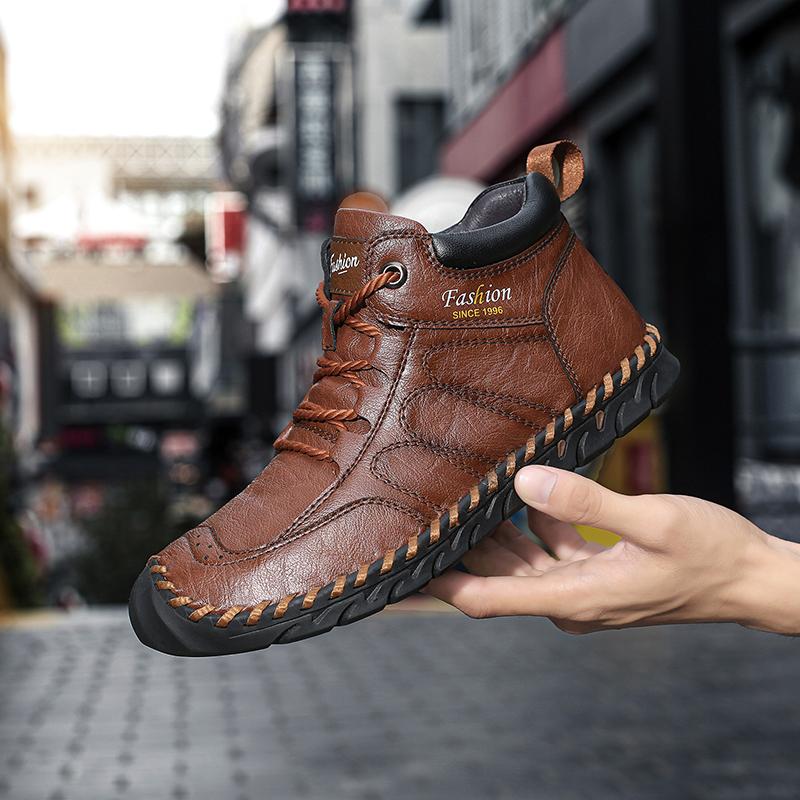 38-48 Leather Casual Men Shoes Design Sneakers Man Breathable Leather Shoes Men Ankle Boots Outdoor