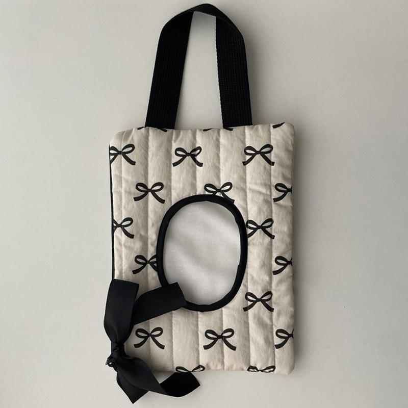 Bow Print Flip Cover Tissue Box Wet Wipes Case Car Hanging Bag Portable Paper Holder Napkin Storage Case Home Decor