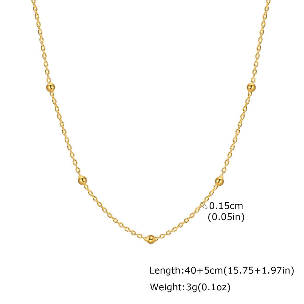 Women's Chain Necklace Waterproof Gold Plated Multi-style Single Bead Chain Layering Jewelry Stainless Steel Tarnish Free