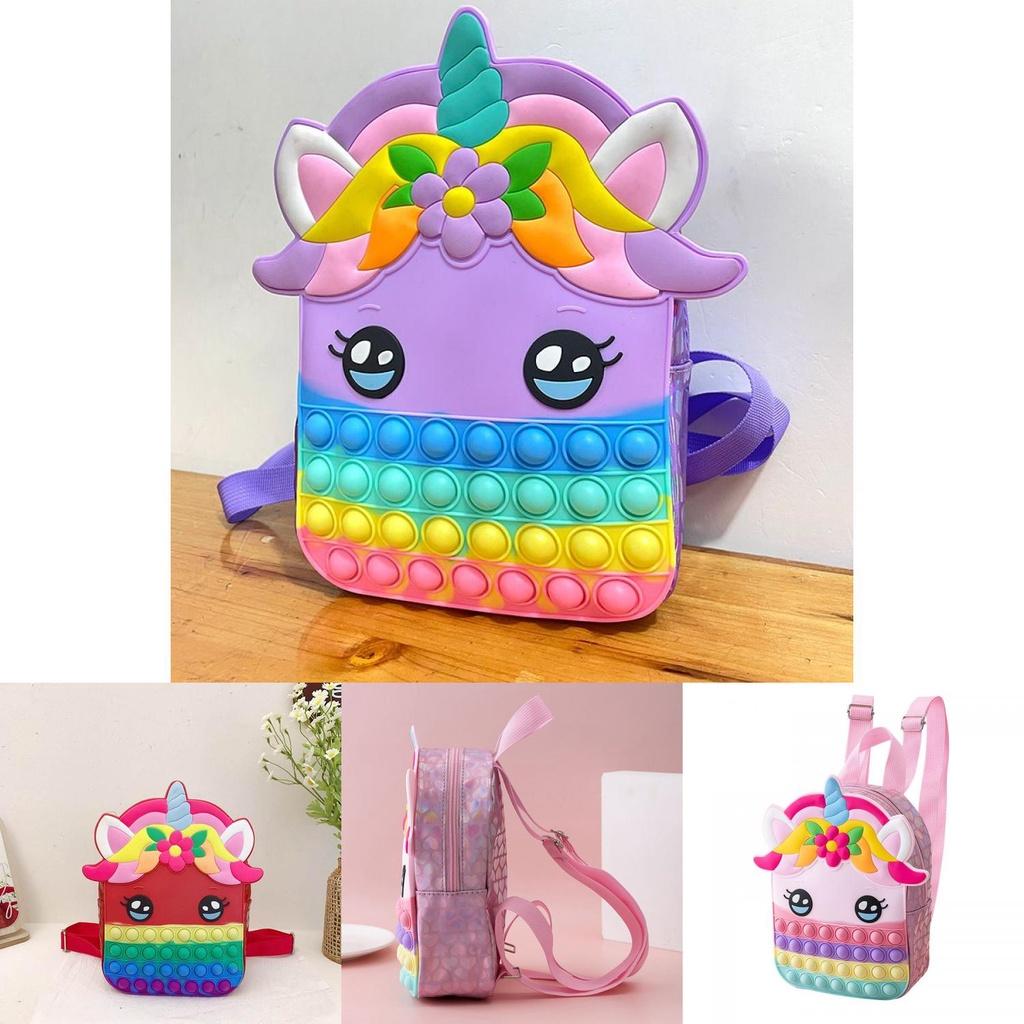 Sparkling Unicorn Pop Fidget It Toys Backpack Bag Stress Relief Toy For Kids