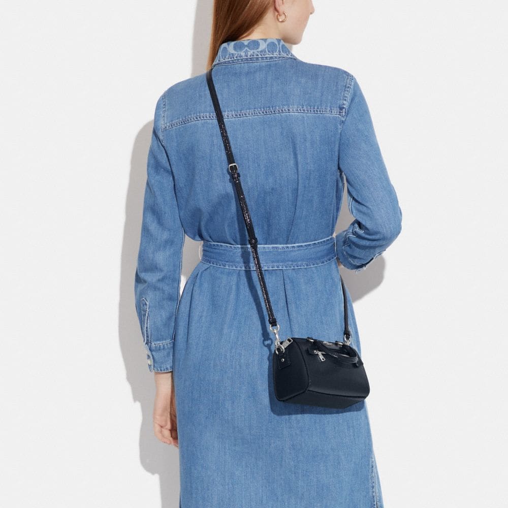 Coach Rowan 17 Zipper Closure Detachable Shoulder Strap Patent Leather And Leather Handheld Shoulder Crossbody Bag Small Women Handbags CE631-SVBHP