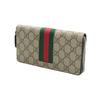 Gucci Vintage Logo Stripe Web Long Zipper Canvas And Leather Wallet Men Wallet Light-Brown 408831-KHN4N-9791