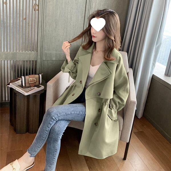 Damen Midilanger Trenchcoat im koreanischen Stil: Lässig, Vielseitiger Anzugkragen, Leichte Jacke