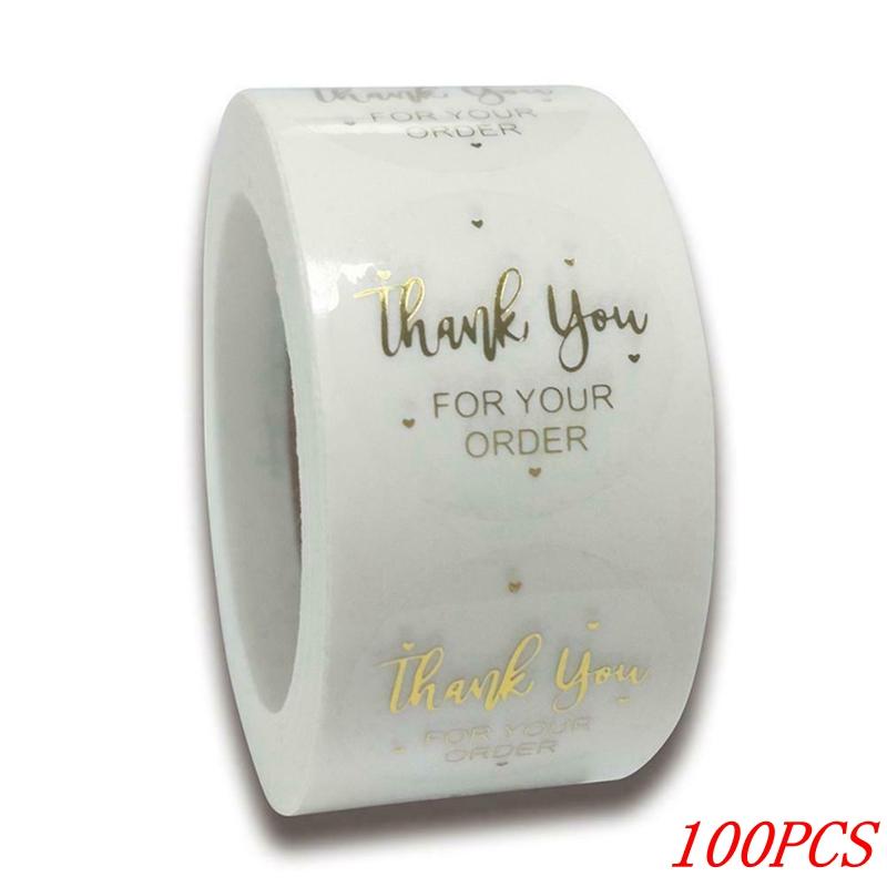 50-500pcs 1inch Clear Gold Foil Thank You Stickers for Envelope Sealing Label Stickers Pretty Things Inside for Gifts Package