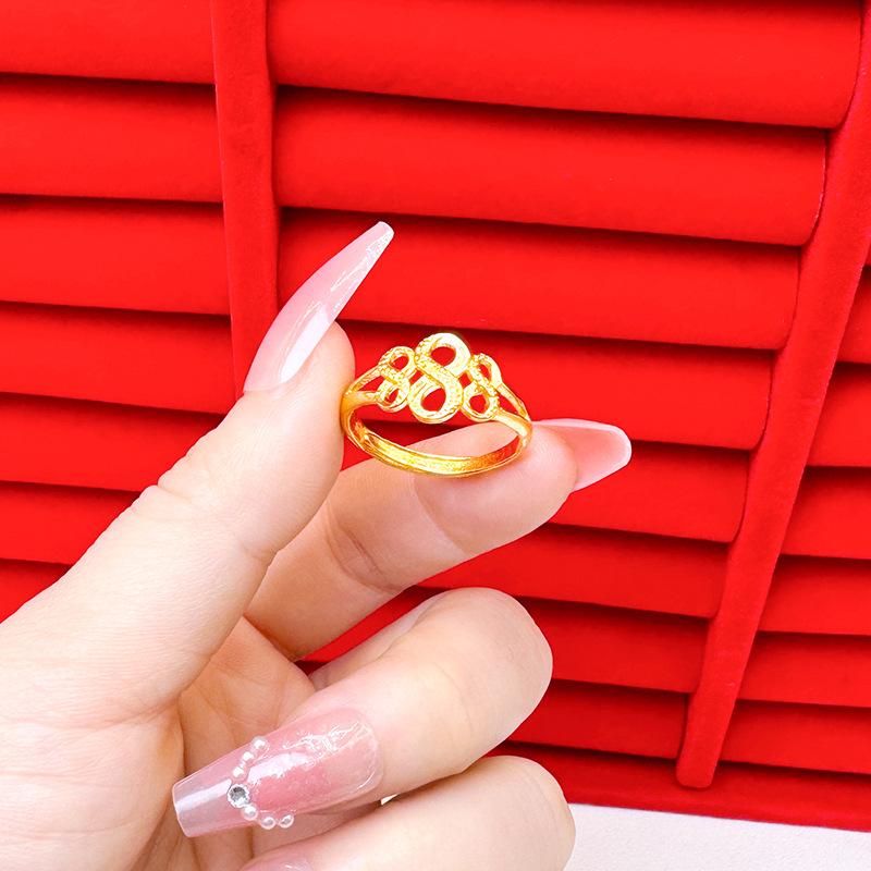 Exquisite Sand Gold Open Ring for Women: High-End Niche Design, Light Luxury Style, Long-Lasting Color, Imitation Gold.