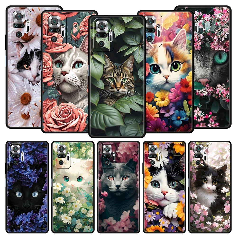 Cute Detection Cat Phone Case For Xiaomi Redmi Note 14 13 5G 10 11 12 Pro Plus 4G 14C 13C 12C 10C Black Cover