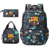 (Barcelona gri) Rucsac periferic pentru vedete de fotbal, ghiozdan pentru studenți, geantă de prânz din trei piese, geantă pentru creion, stil pentru copii și bărbați