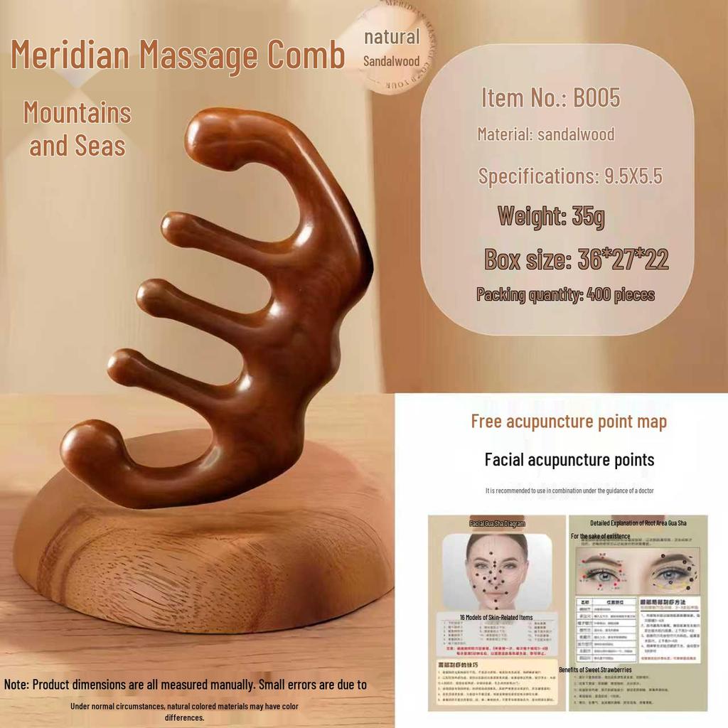 Sandalwood Air Cushion Massage Comb for Home Use - Fluffy Top, Large Board Design