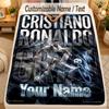 Flannel BlanketCristiano Ronaldo Custom Name Text Personalized Soft Warm Throw Blanket Home Decor Gift