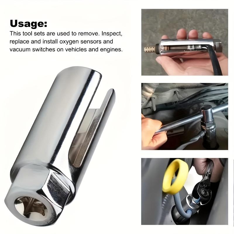 5-piece Set of Automotive Oxygen Sensor Socket Offset Wrench 22MM Socket 1/2 "3/8" Drive Thread Oxygen Sensor Disassembly Tool