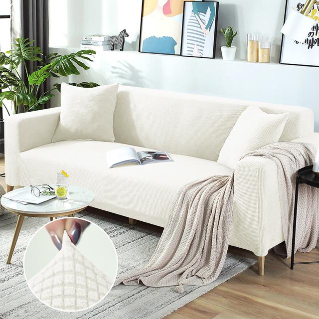 Sitzbezug aus Polarfleece, einfarbig, für Wohnzimmer, elastischer Sofabezug, Eckcouchbezug, Schonbezug, Sofaschutz