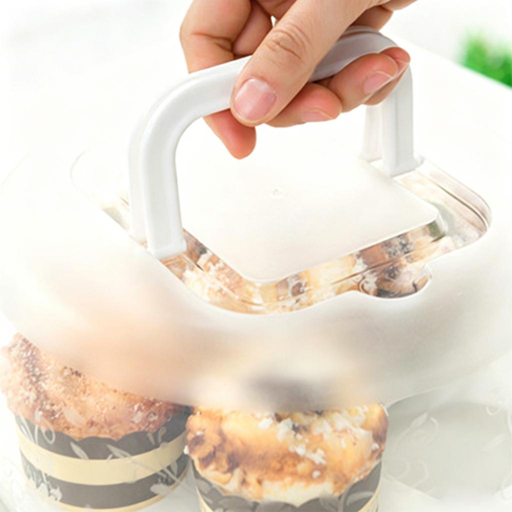 Elevated Cake Carrier with Dual Handles Portable Food Storage Box Suitable for Cupcakes Muffins and Small Cakes with Secure Lid and Base